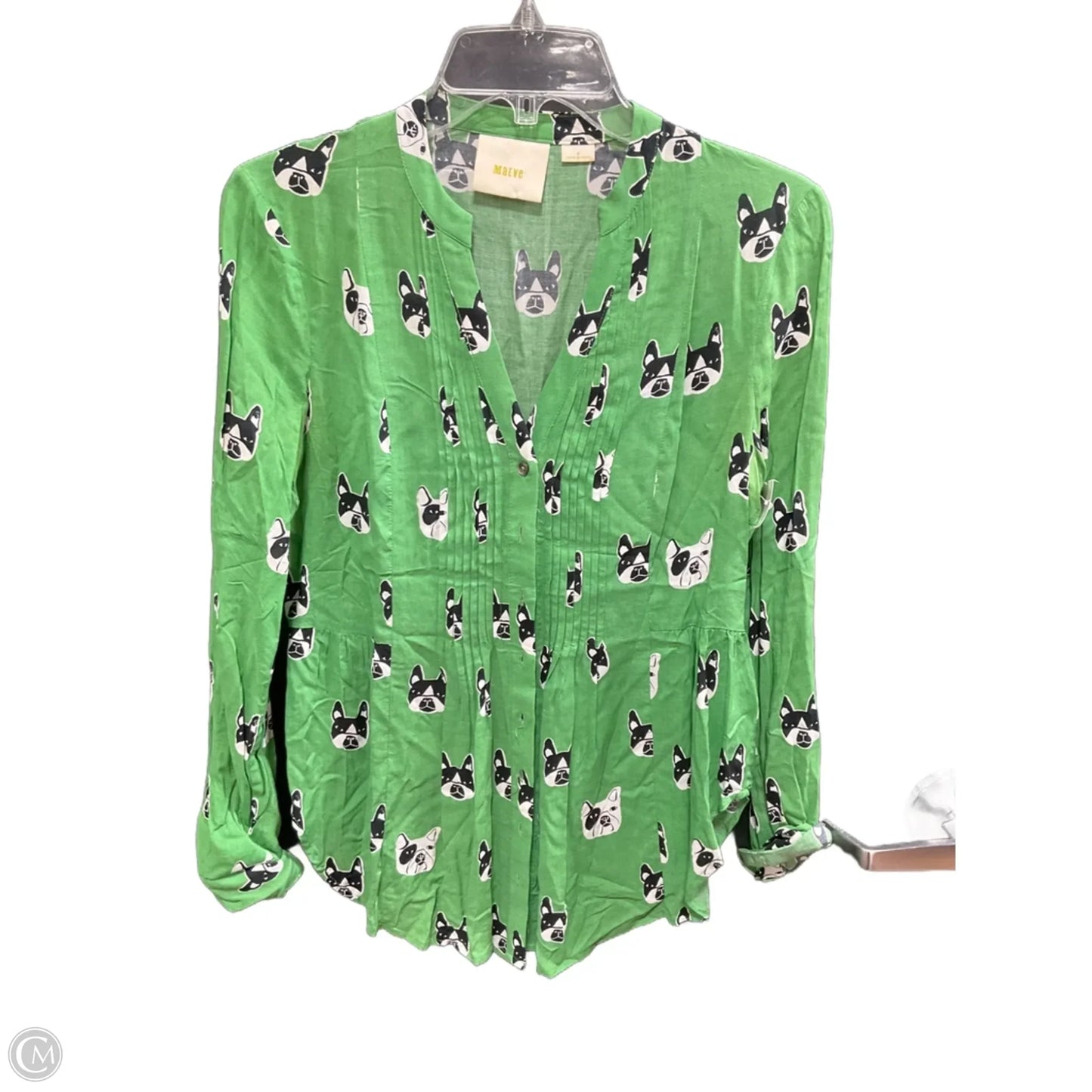Top Long Sleeve By Maeve In Green, Size: 2