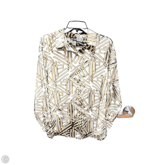 Blouse Designer By Karl Lagerfeld In Black & Tan, Size: M