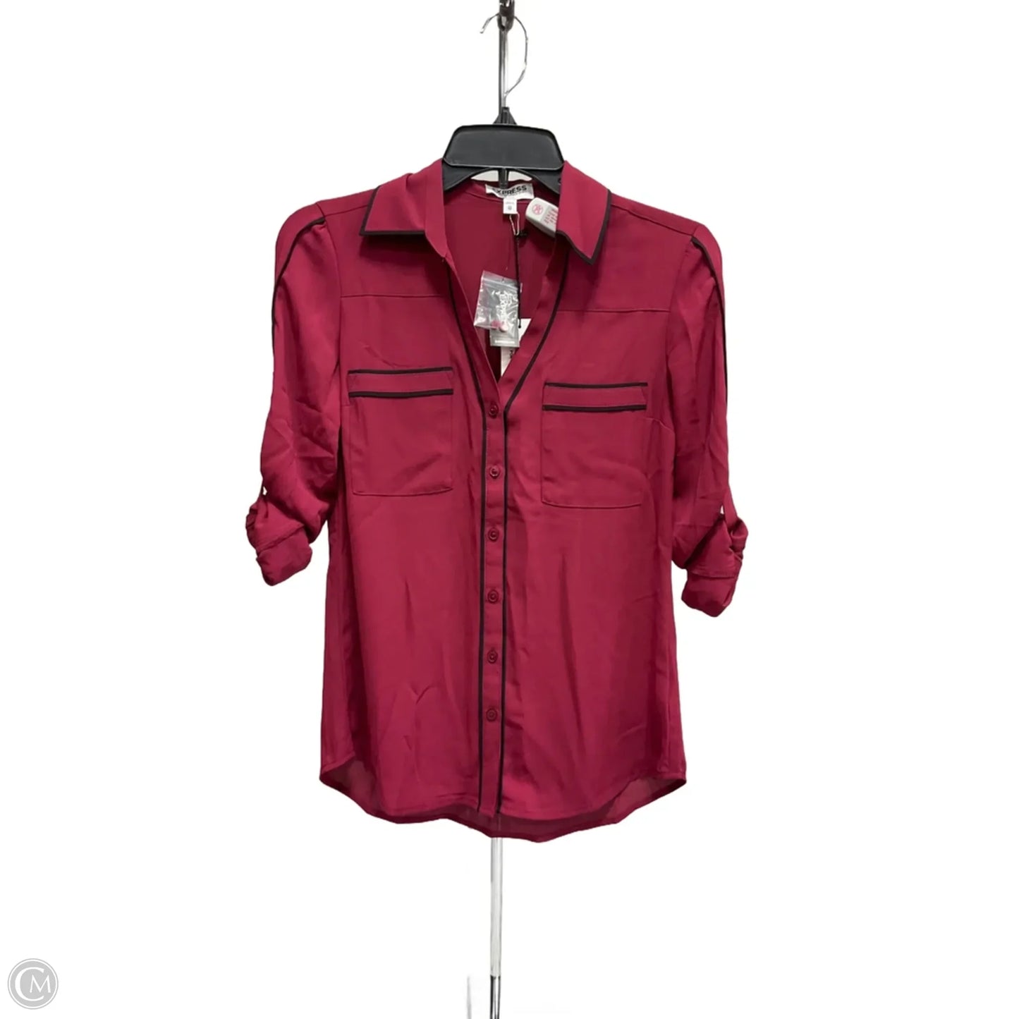 Blouse 3/4 Sleeve By Express In Maroon, Size: Xs