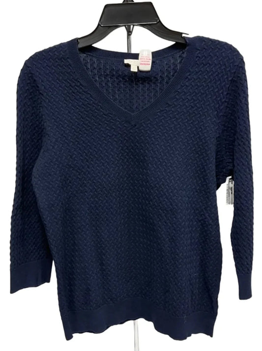 Top 3/4 Sleeve By Talbots In Navy, Size: Lp