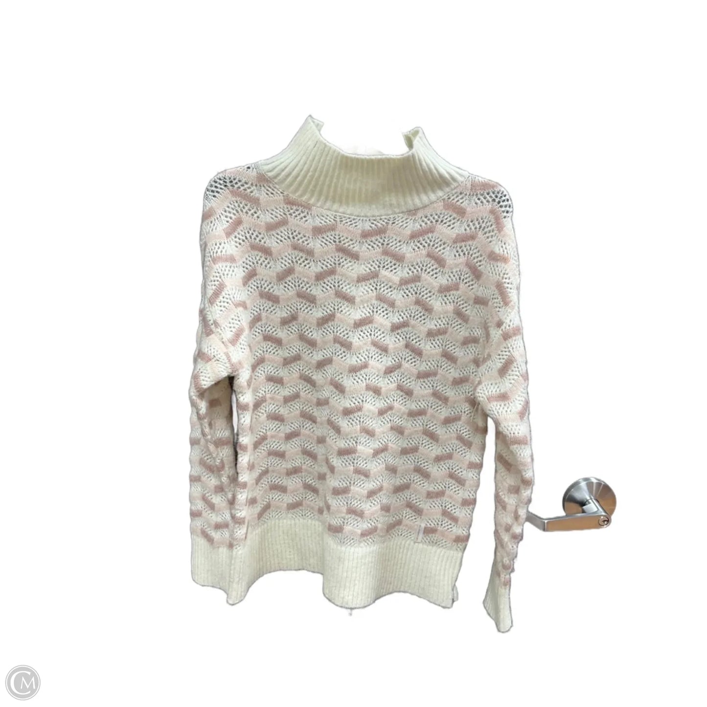 Sweater By Liz Claiborne In Cream & Pink, Size: S