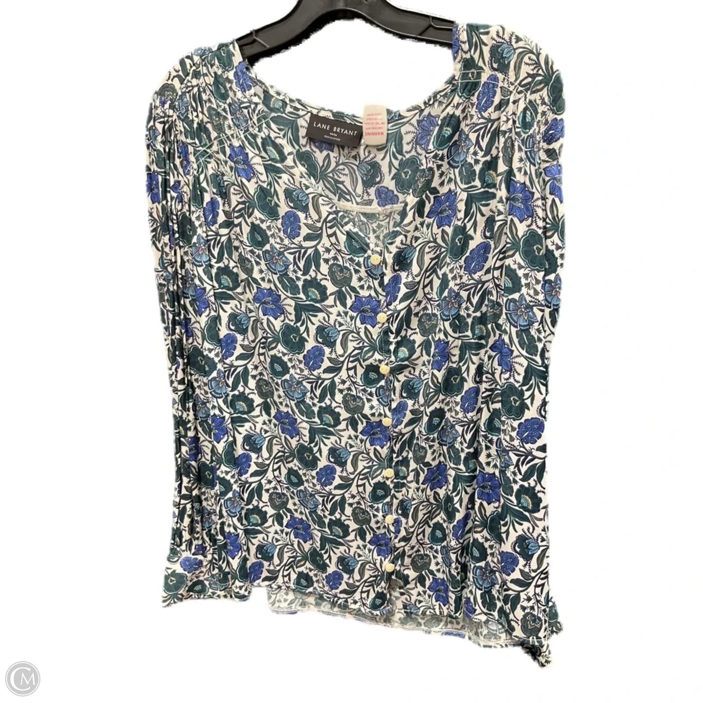 Top Long Sleeve By Lane Bryant In Blue & Green, Size: 14