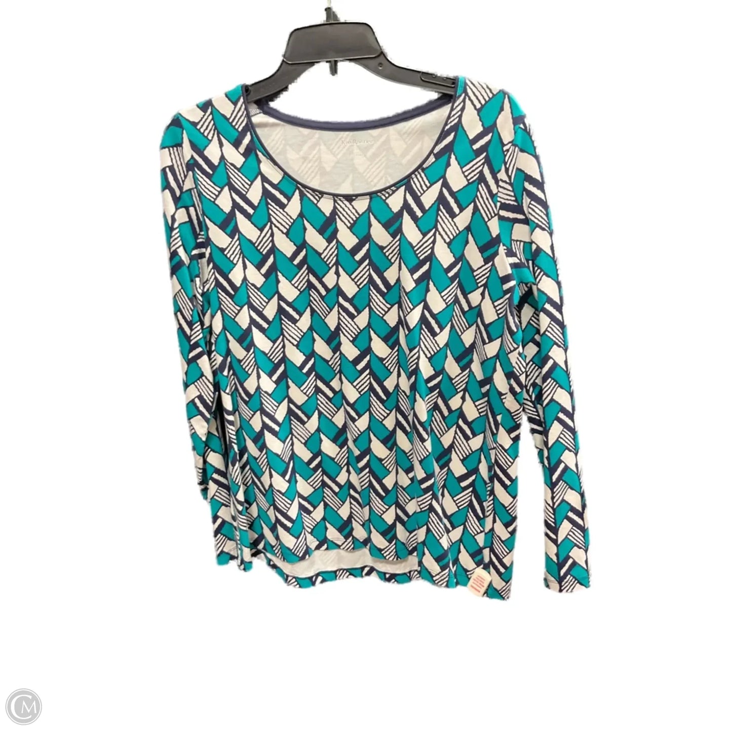 Top Long Sleeve By Kim Rogers In Blue & Green, Size: L
