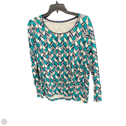 Top Long Sleeve By Kim Rogers In Blue & Green, Size: L