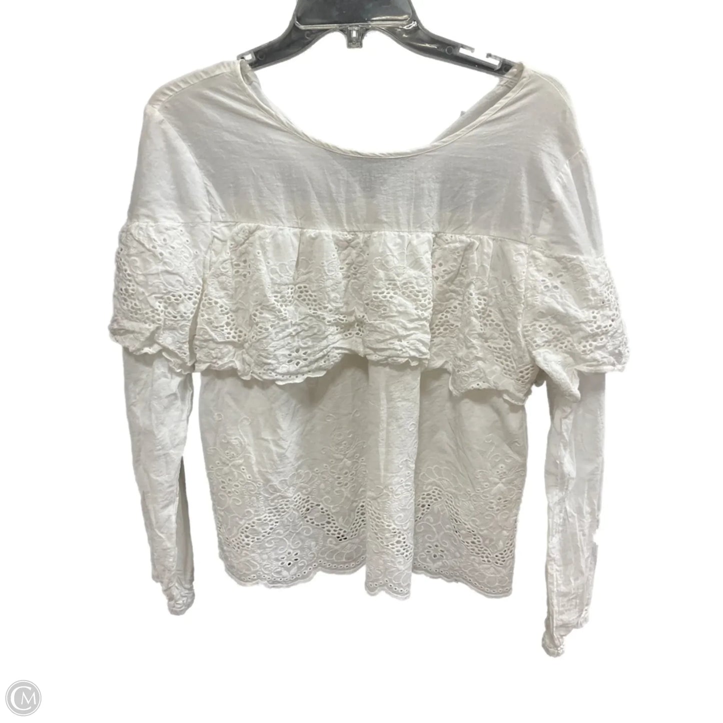 Top Long Sleeve By Clothes Mentor In White, Size: L