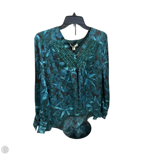 Top Long Sleeve Designer By Halston In Blue & Green, Size: S