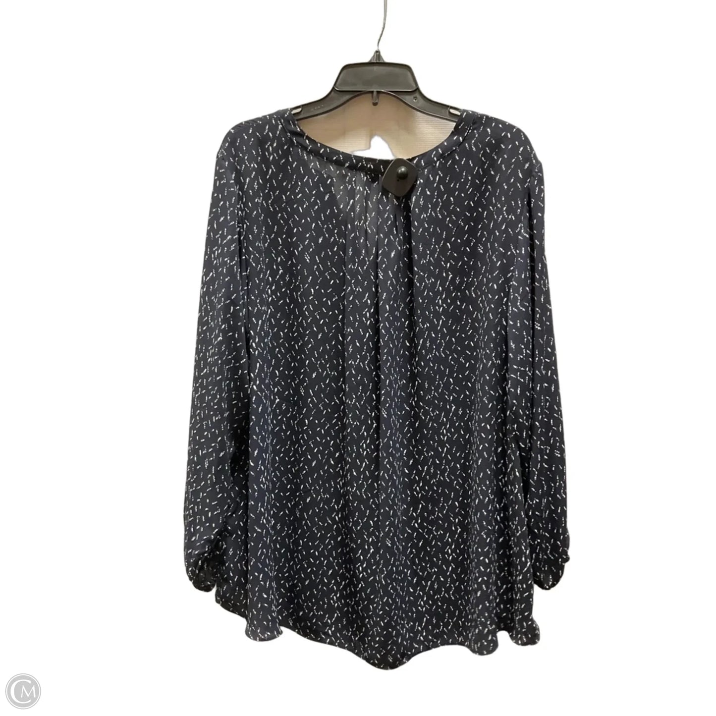 Blouse Long Sleeve By Tahari In Navy, Size: 3x