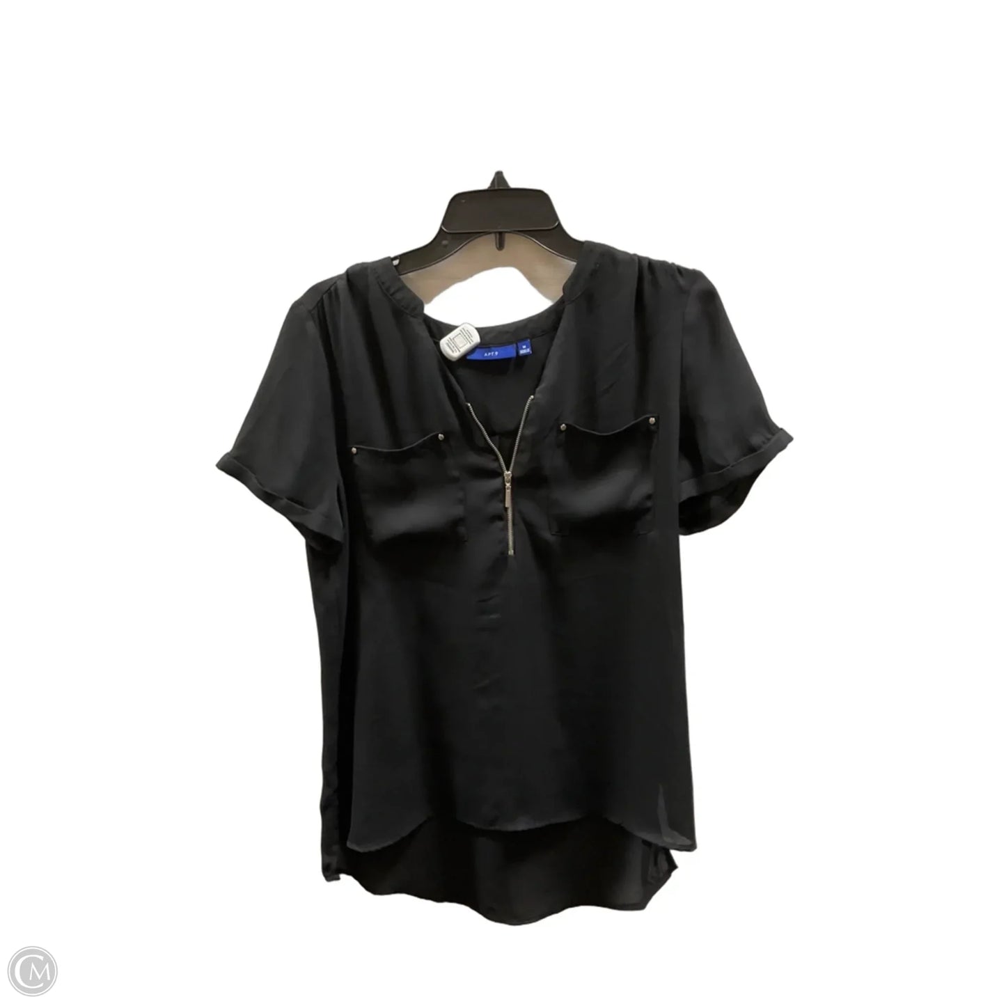Top Short Sleeve By Apt 9 In Black, Size: M
