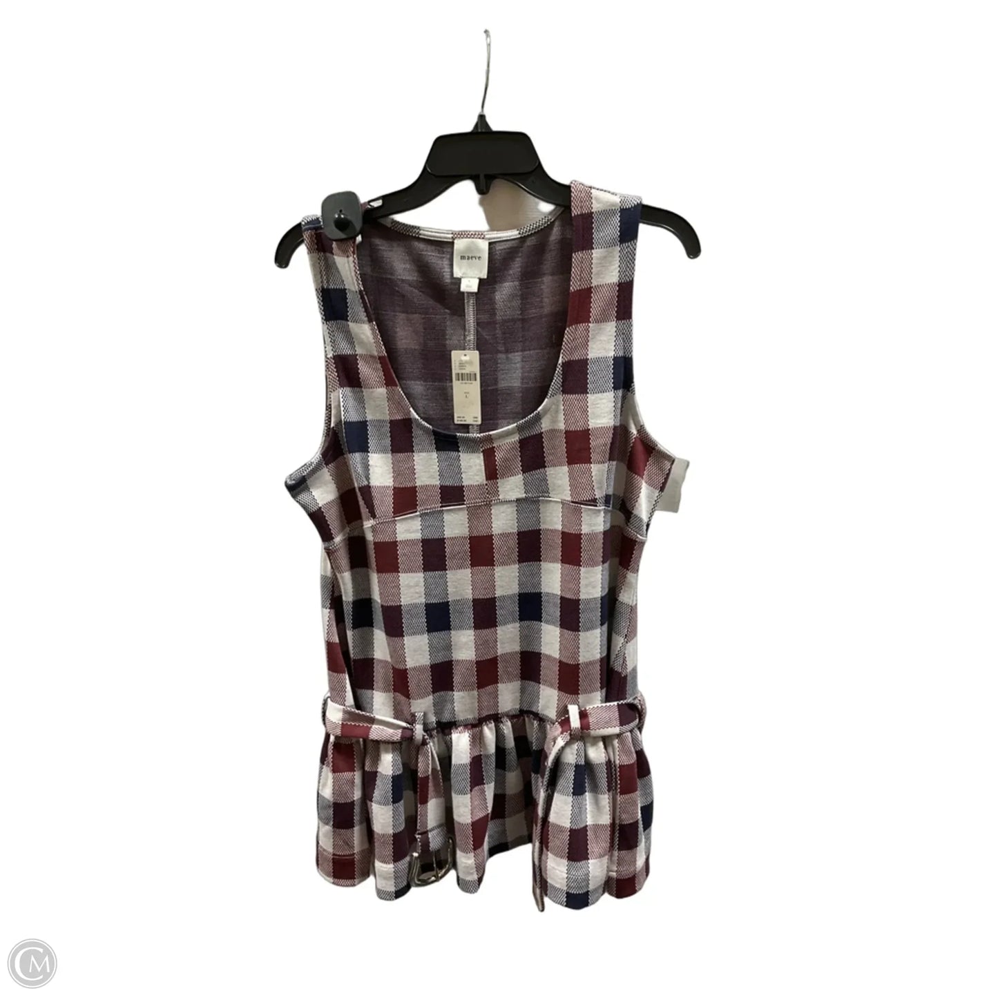Top Sleeveless By Maeve In Checkered Pattern, Size: L