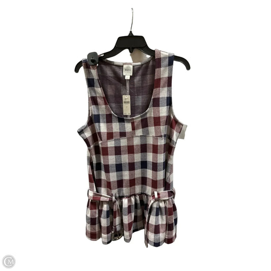 Top Sleeveless By Maeve In Checkered Pattern, Size: L