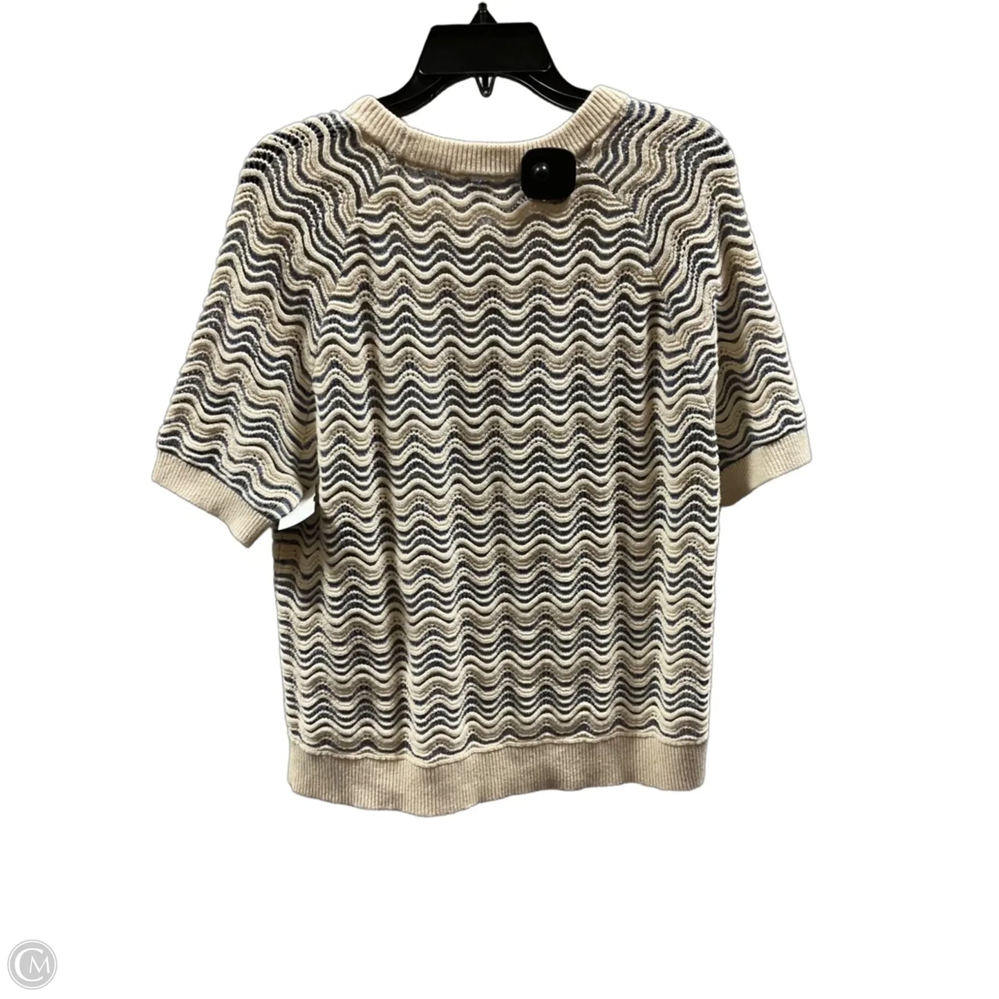Top Short Sleeve By Loft In Blue & Cream, Size: L