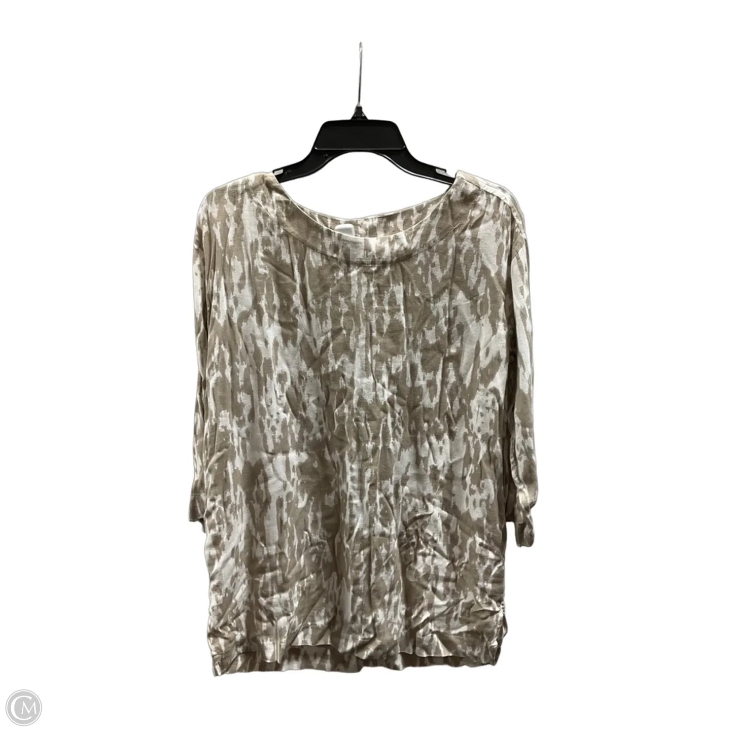 Top 3/4 Sleeve By Pure Jill In Brown & White, Size: S