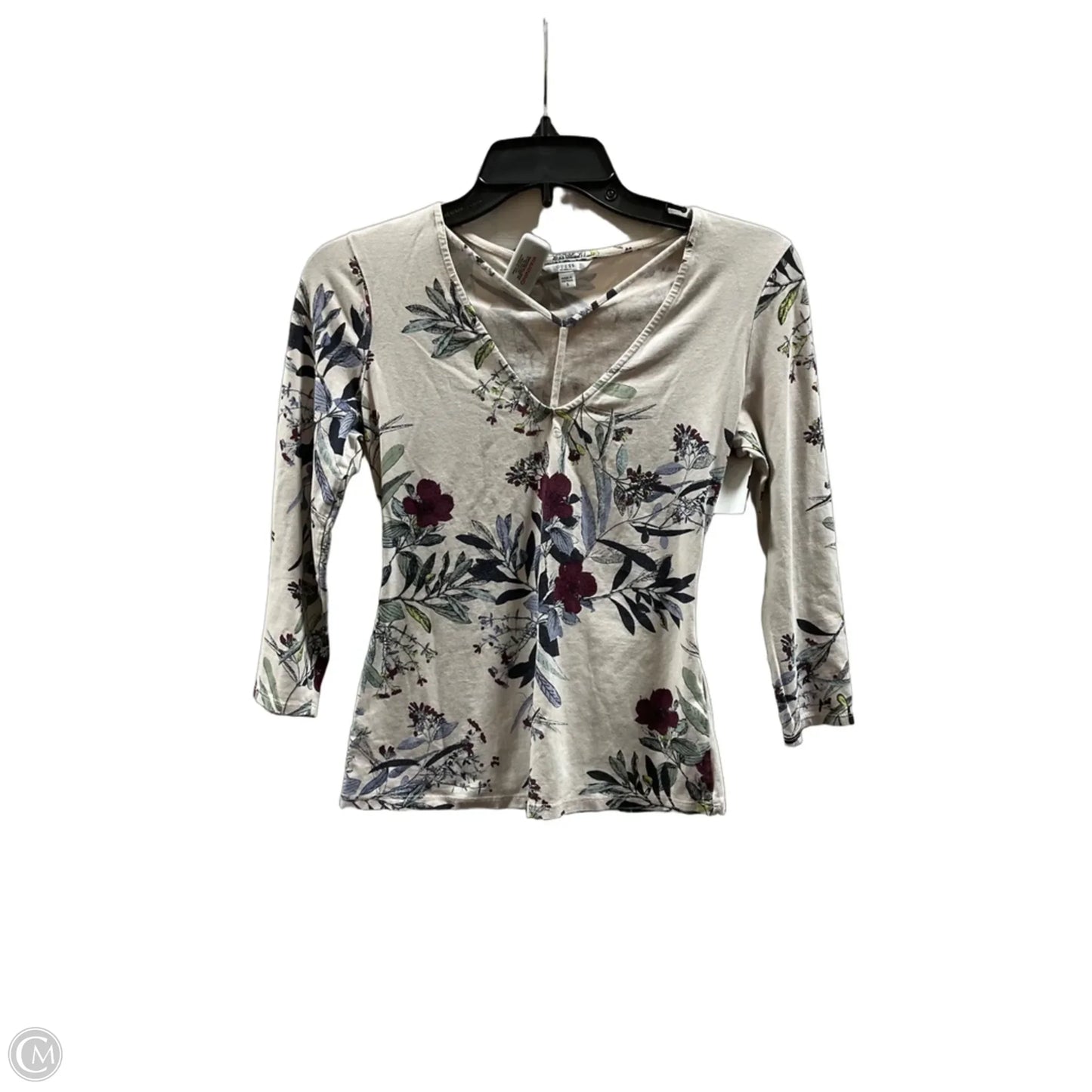 Top 3/4 Sleeve By Guess In Floral Print, Size: S