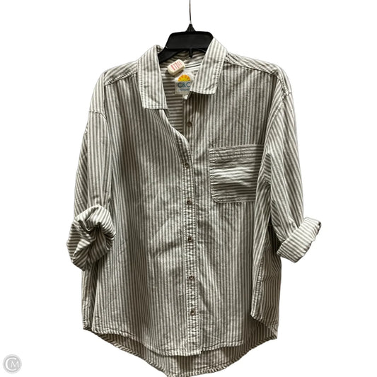 Blouse Short Sleeve By C And C In Striped Pattern, Size: L
