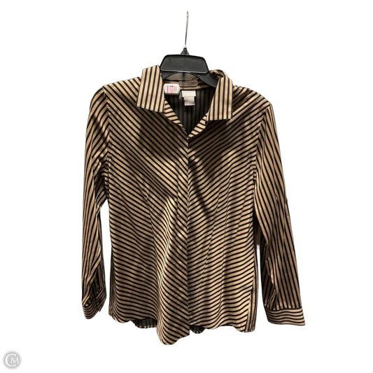 Blouse Long Sleeve By Chicos In Striped Pattern, Size: M