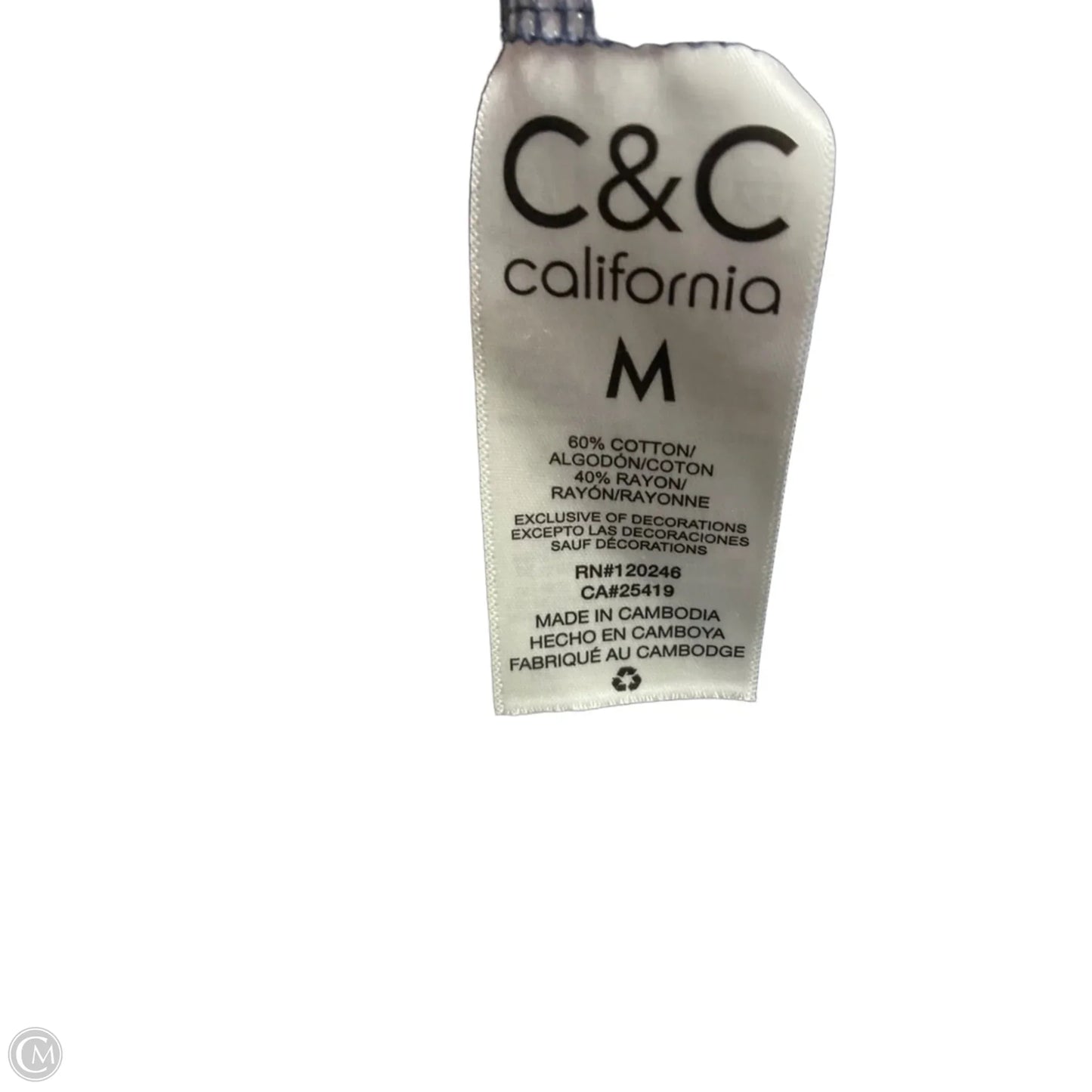 Top Short Sleeve By C And C In Blue, Size: M