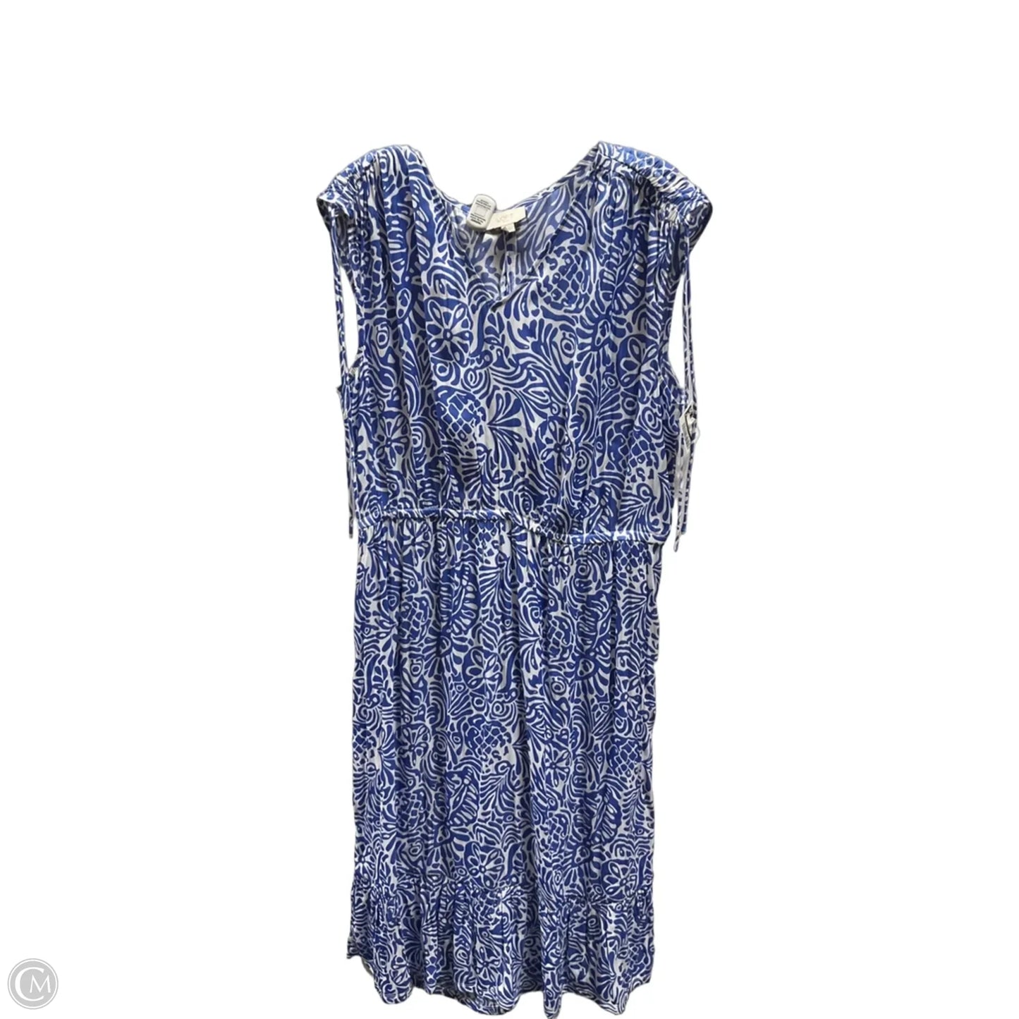 Dress Casual Midi By Loft In Blue & White, Size: Xl