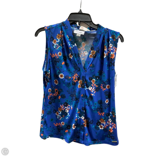 Top Sleeveless By Calvin Klein In Floral Print, Size: S
