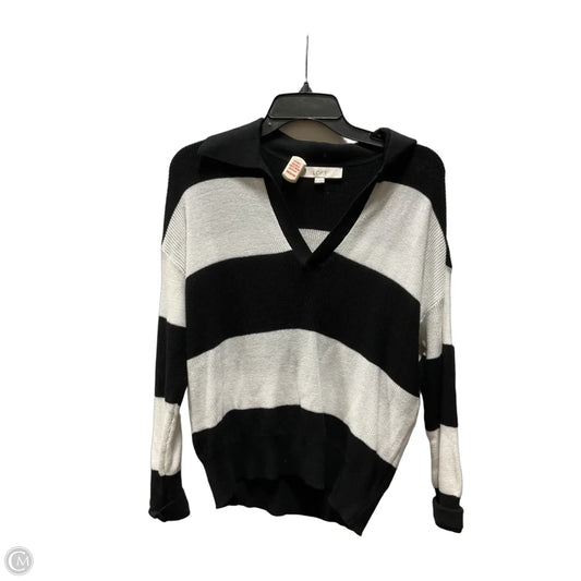 Top Long Sleeve By Loft In Black & White, Size: M