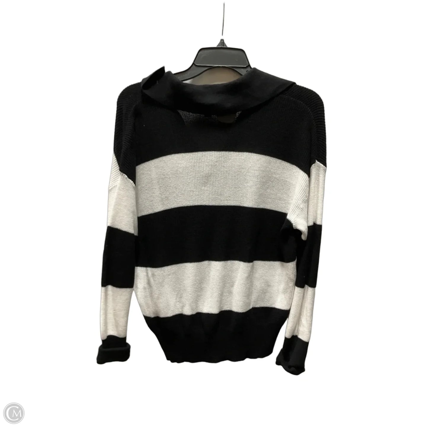 Top Long Sleeve By Loft In Black & White, Size: M