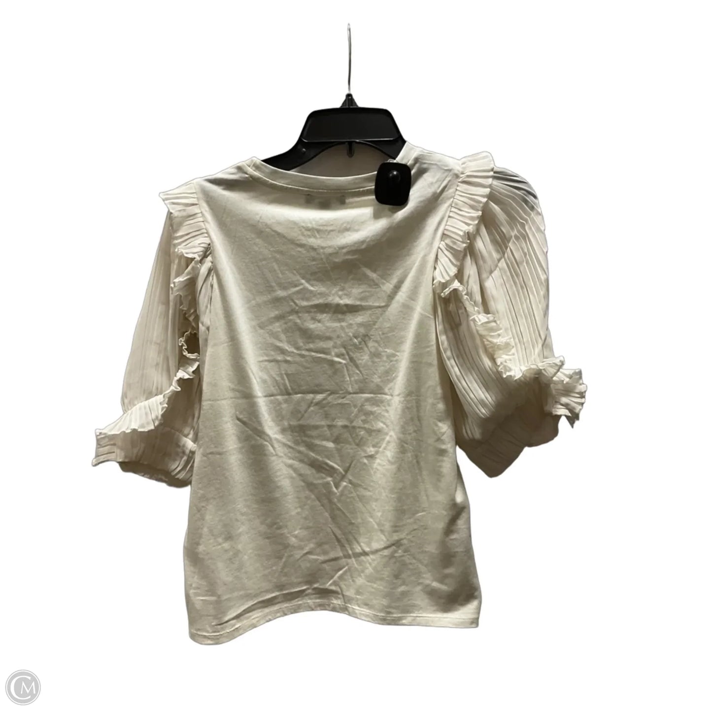 Top Short Sleeve By Express In Cream, Size: Xs