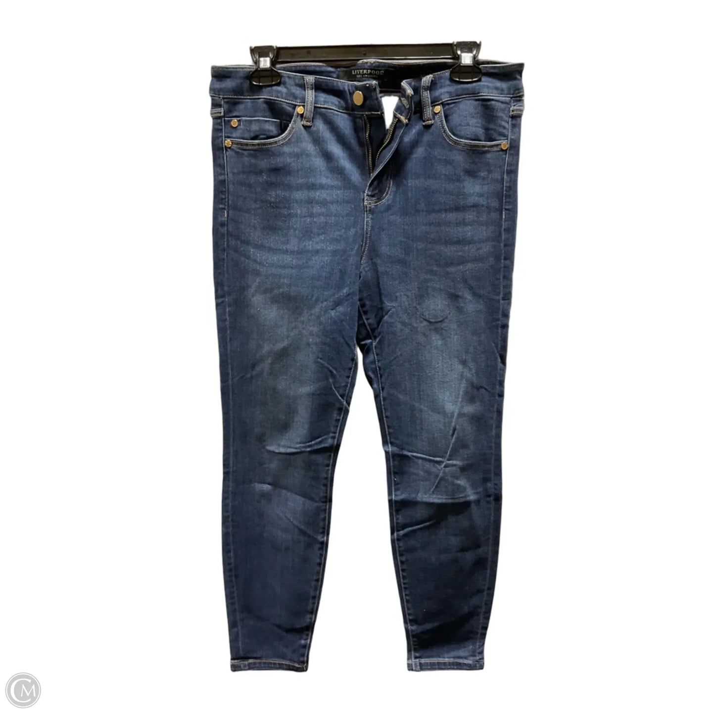 Jeans Skinny By Liverpool In Blue Denim, Size: 8