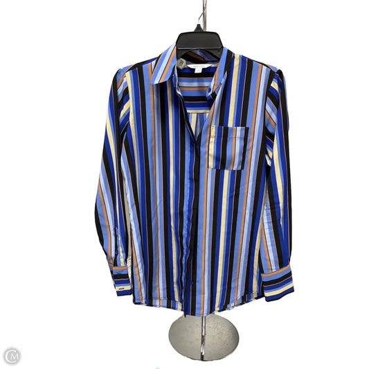 Blouse Long Sleeve By Nine West In Striped Pattern, Size: Xs
