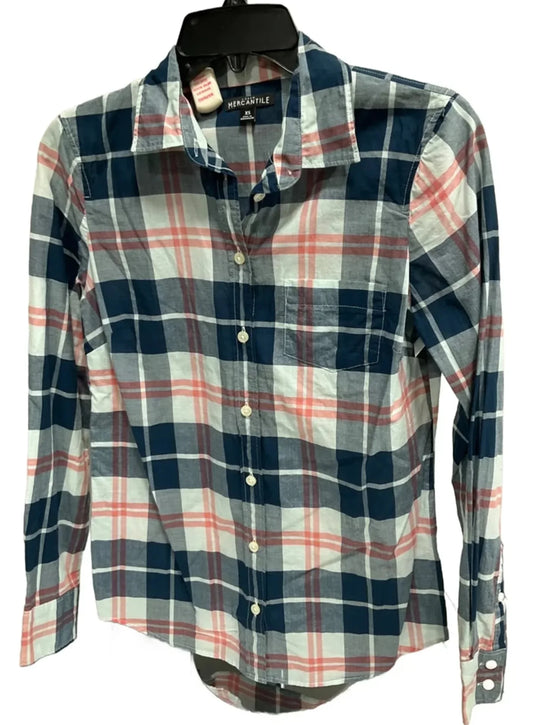 Top Long Sleeve By J. Crew In Plaid Pattern, Size: Xs