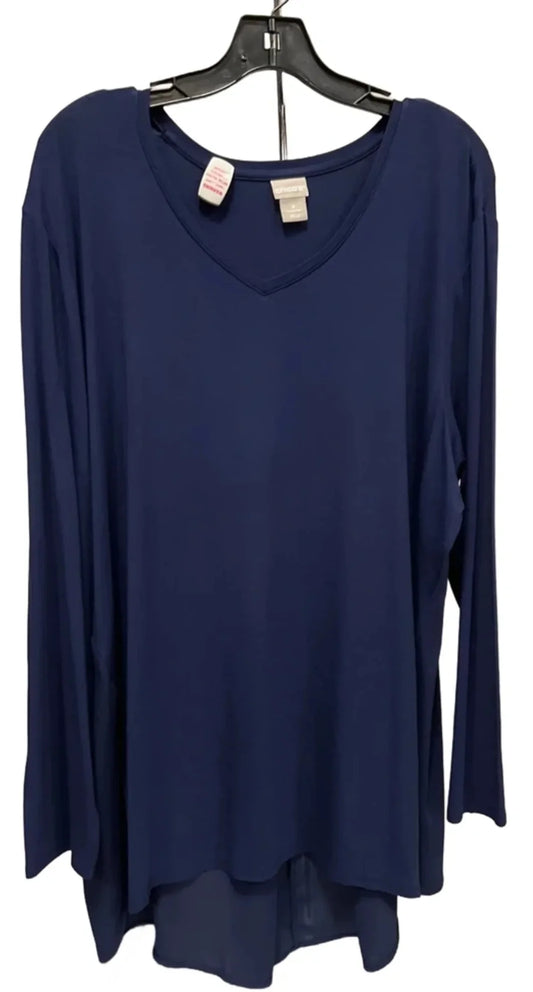 Top Long Sleeve By Chicos In Blue, Size: Xxl