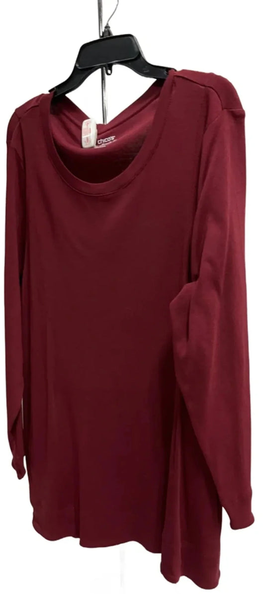 Top Long Sleeve By Chicos In Red, Size: Xxl