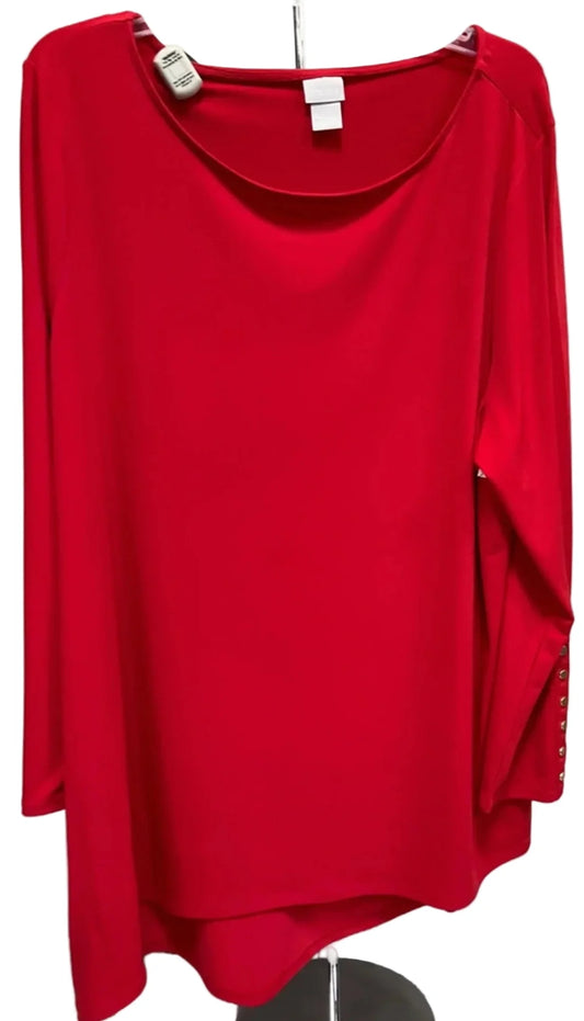 Top 3/4 Sleeve By Chicos In Red, Size: Xxl