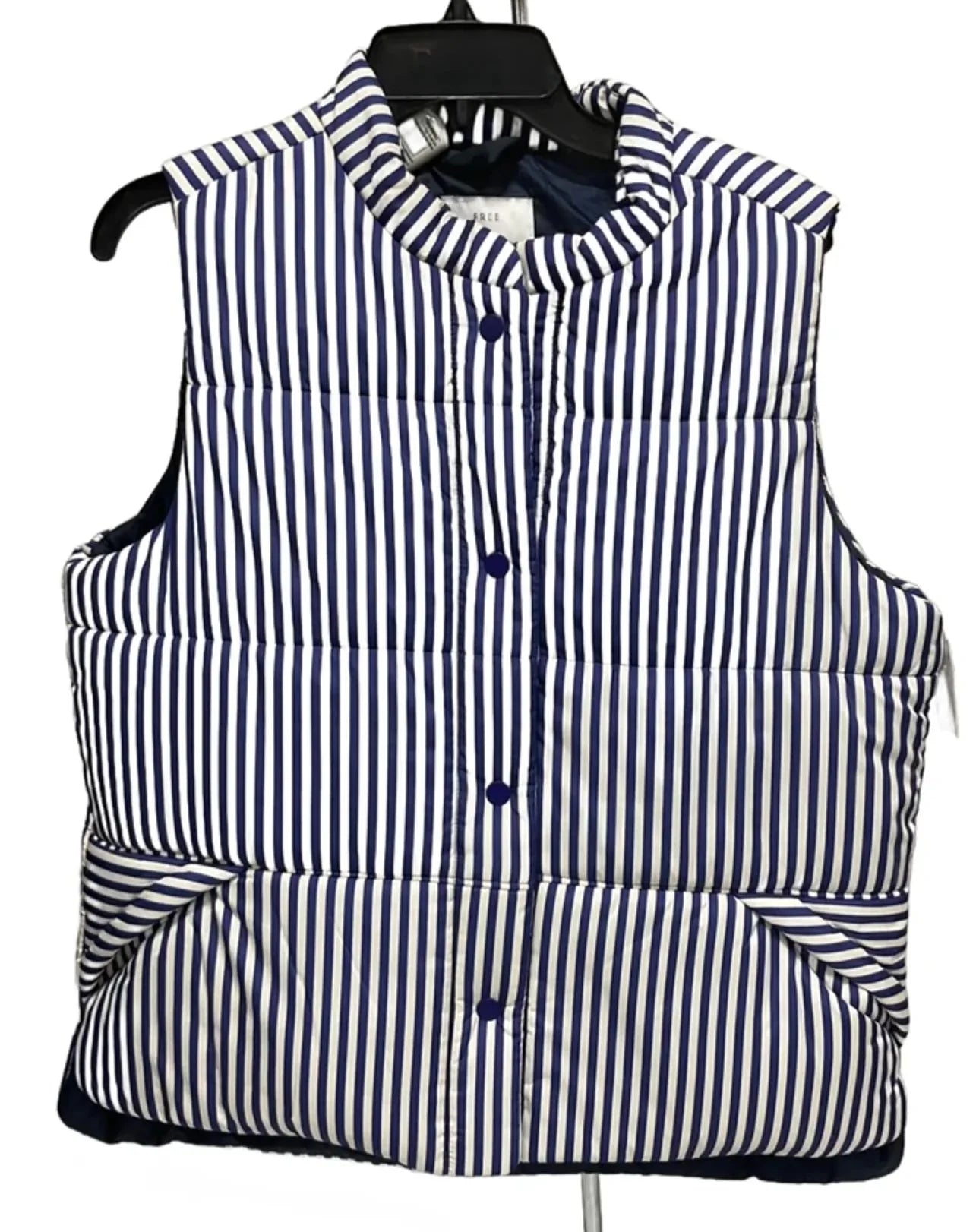 Vest Puffer & Quilted By Free Assembly In Striped Pattern, Size: L