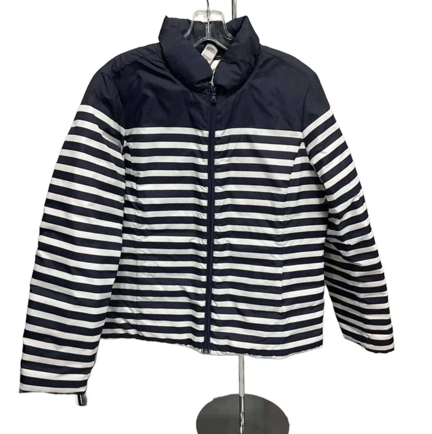 Coat Puffer & Quilted By Talbots In Striped Pattern, Size: M