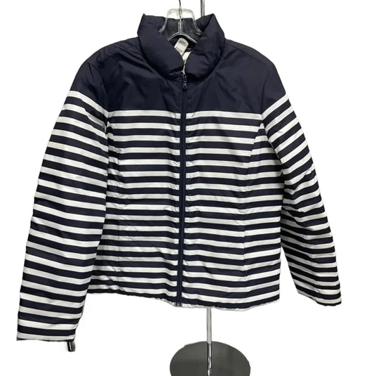 Coat Puffer & Quilted By Talbots In Striped Pattern, Size: M
