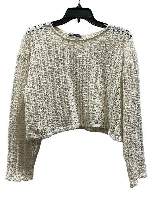 Top Long Sleeve By Zara In White, Size: M