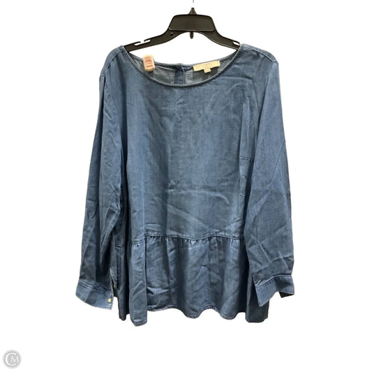 Top Long Sleeve By Loft In Blue Denim, Size: 16