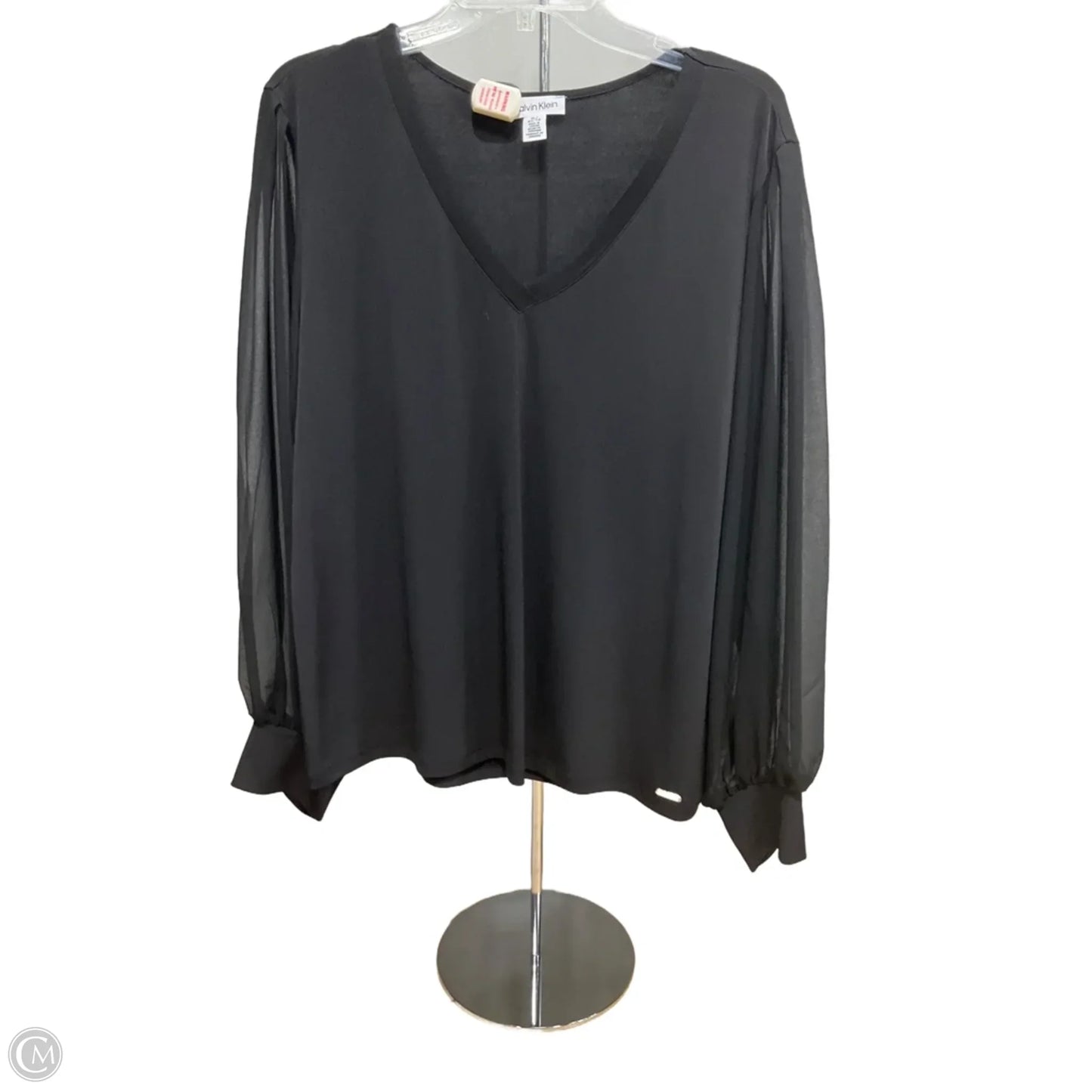 Top Long Sleeve By Calvin Klein In Black, Size: Xl