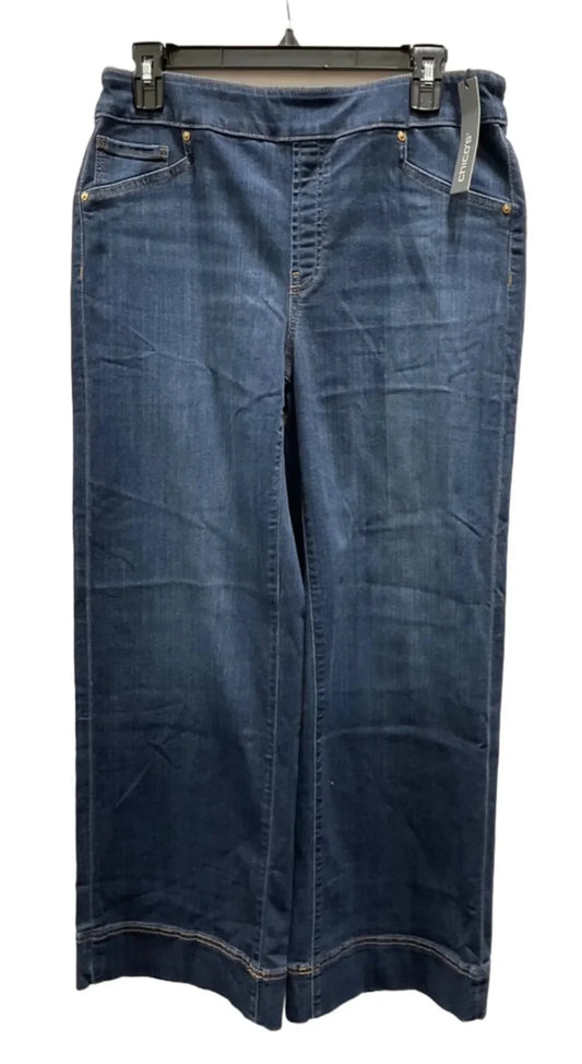 Jeans Wide Leg By Chicos In Blue Denim, Size: 8