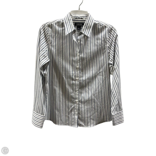 Blouse Long Sleeve By Lands End In Blue & Cream, Size: Xs
