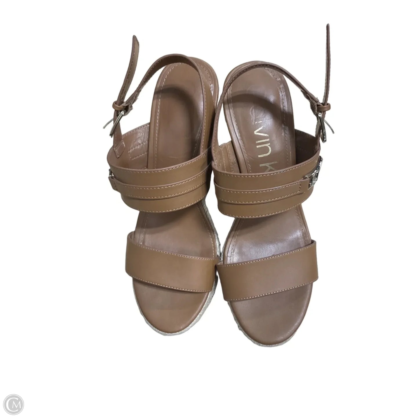 Shoes Heels Wedge By Calvin Klein In Brown, Size: 10