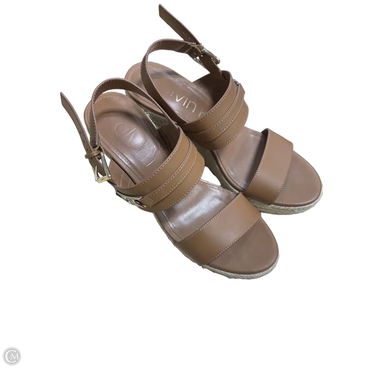 Shoes Heels Wedge By Calvin Klein In Brown, Size: 10