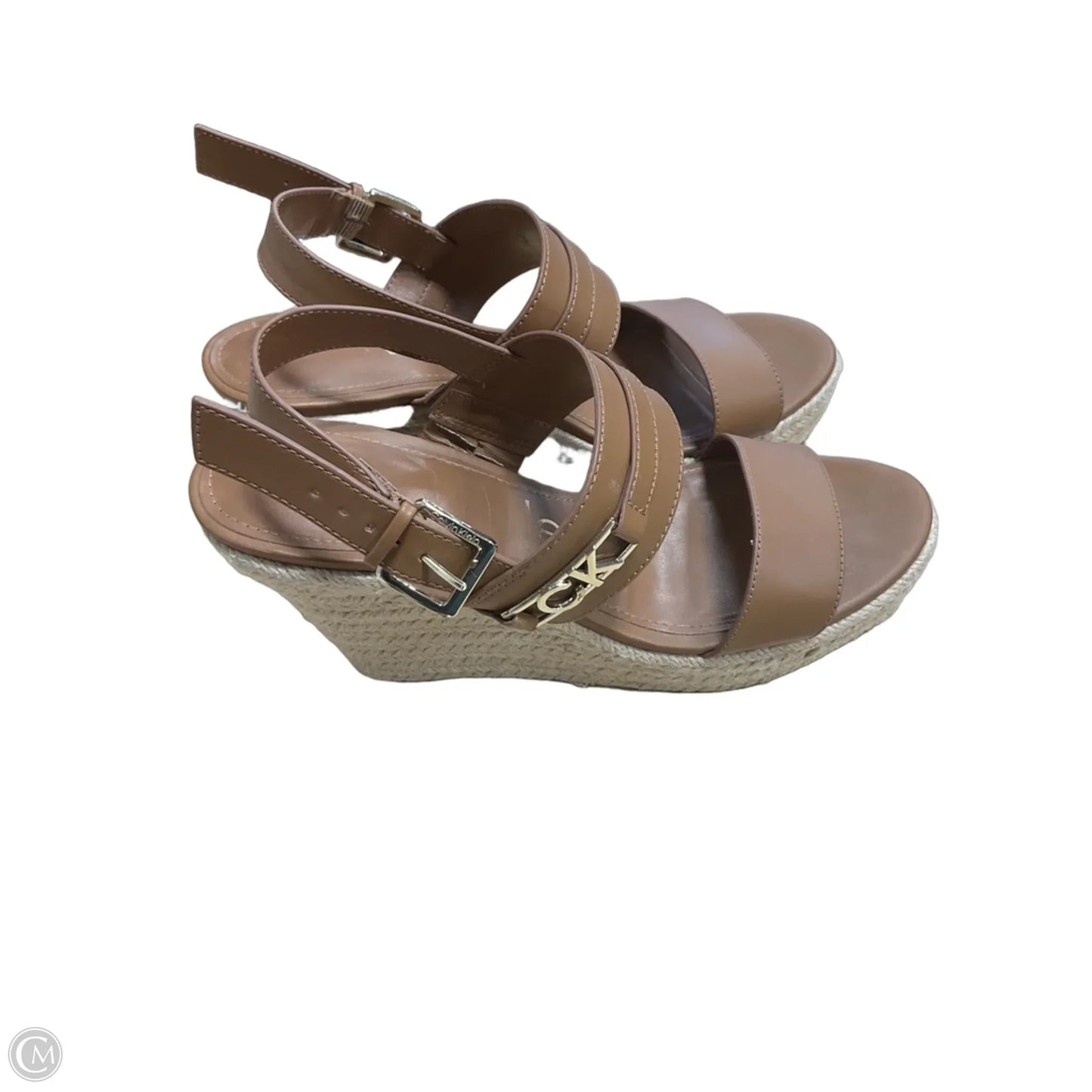 Shoes Heels Wedge By Calvin Klein In Brown, Size: 10