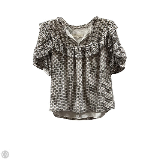 Top Short Sleeve By Loft In Black & Cream, Size: S