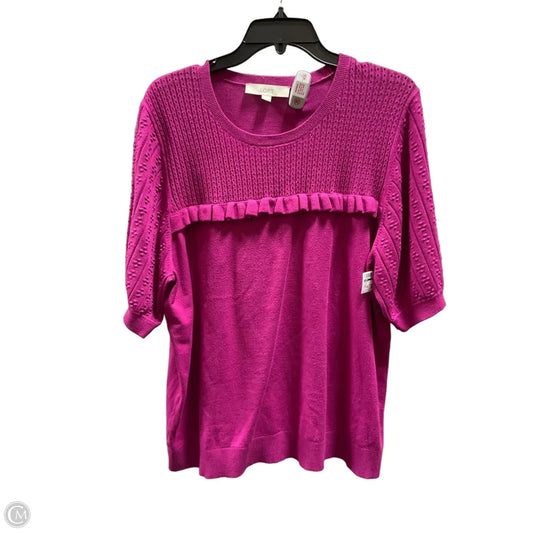 Top Short Sleeve By Loft In Pink, Size: Xxl