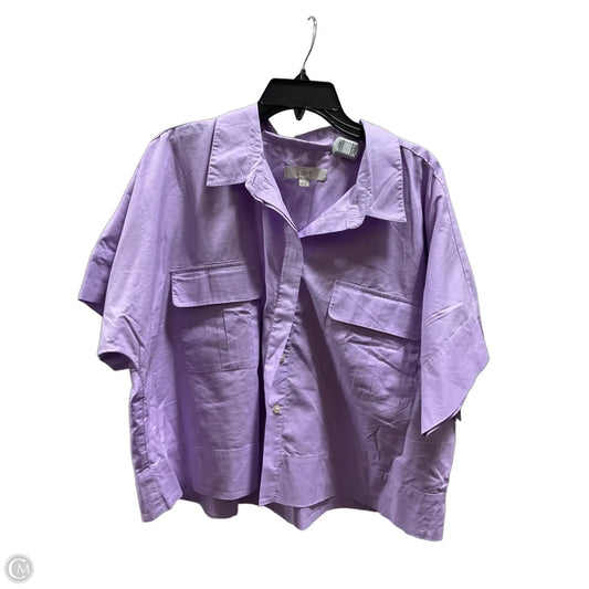Top Short Sleeve By Loft In Purple, Size: Xxl