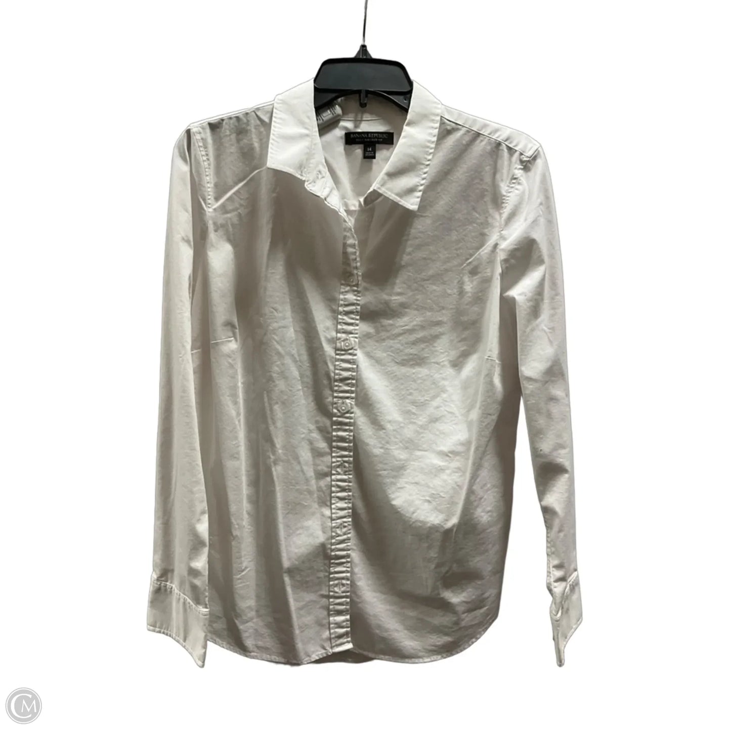 Blouse Long Sleeve By Banana Republic In White, Size: 14