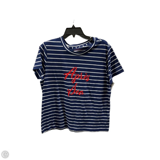 Top Short Sleeve By Vineyard Vines In Blue & Cream, Size: L