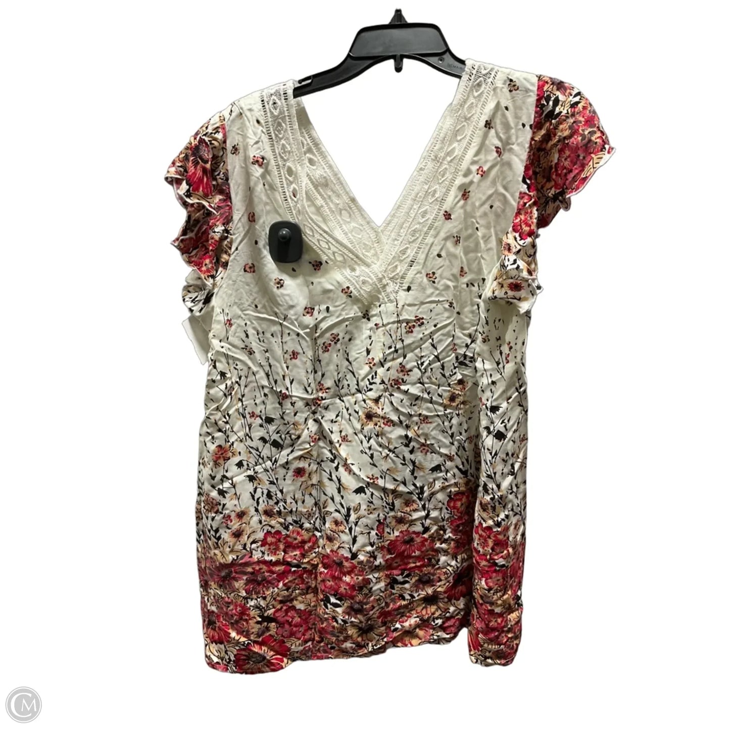 Top Short Sleeve By Suzanne Betro In Floral Print, Size: Xl