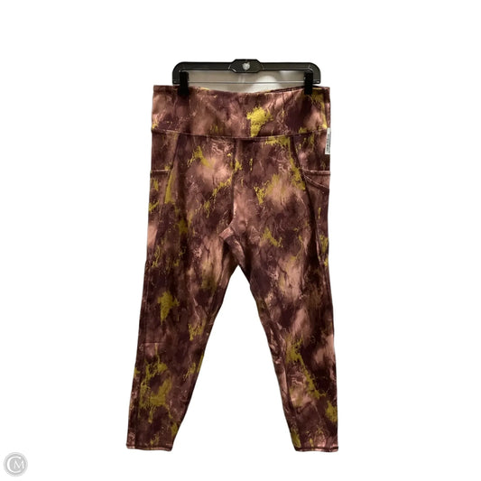 Athletic Leggings By Tahari In Pink & Yellow, Size: Xl