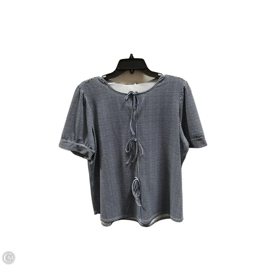 Top Short Sleeve By Adrianna Papell In Blue & White, Size: L